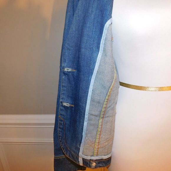 Distressed Denim Blazer - XL - BRAND NEW - Picture 4 of 8